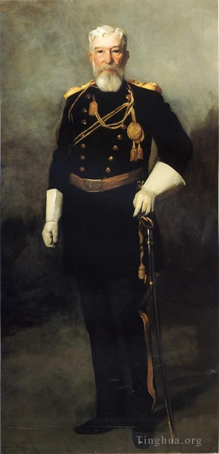 Henri Robert Oil Painting - Portrait of Colonel David Perry 9th U S Cavalry