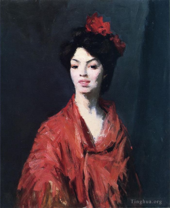 Henri Robert Oil Painting - Spanish Woman in a Red Shawl