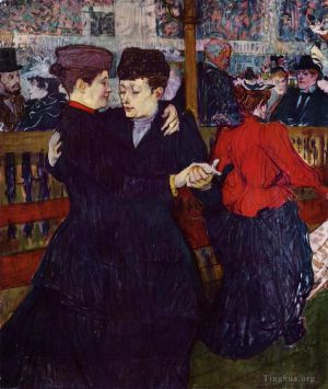 Artist Henri de Toulouse-Lautrec's Work - At the Moulin Rouge the Two Waltzers