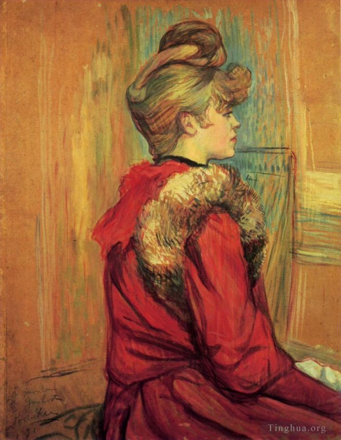 Henri de Toulouse-Lautrec Various Paintings - Girl in a Fur Mademoiselle Jeanne Fontaine