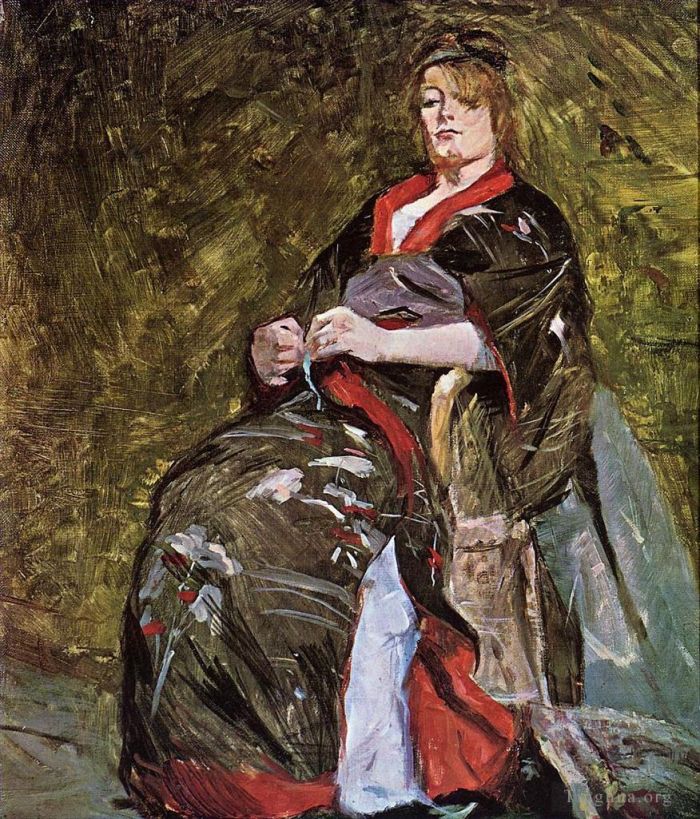 Henri de Toulouse-Lautrec Various Paintings - Lili Grenier in a Kimono