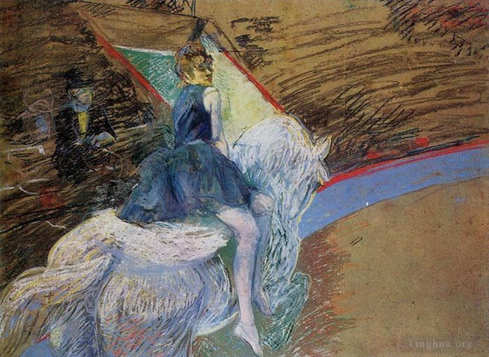 Henri de Toulouse-Lautrec Various Paintings - At the cirque fernando rider on a white horse 1888