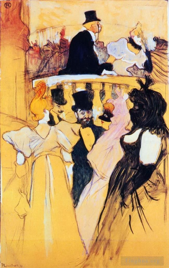 Henri de Toulouse-Lautrec Various Paintings - At the opera ball 1893