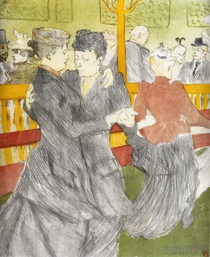 Henri de Toulouse-Lautrec Various Paintings - Dancing at the moulin rouge 1897