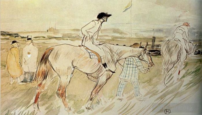 Henri de Toulouse-Lautrec Various Paintings - Is it enough to want something passionately the good jockey 1895