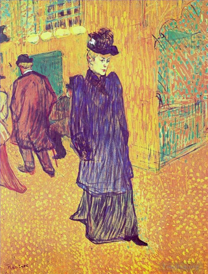 Henri de Toulouse-Lautrec Various Paintings - Jane avril leaving the moulin rouge 1893