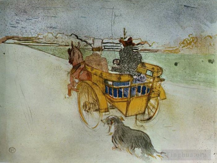 Henri de Toulouse-Lautrec Various Paintings - La charrette anglaise the english dog cart 1897