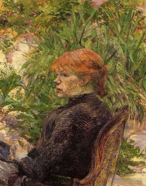 Artist Henri de Toulouse-Lautrec's Work - Red haired woman seated in the garden of m forest 1889