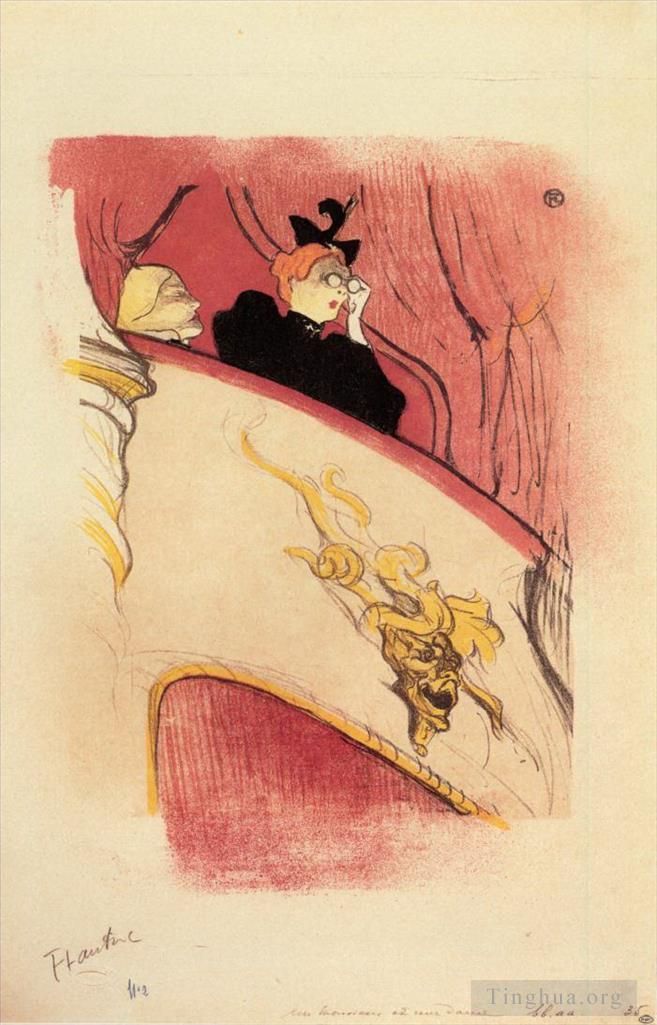 Henri de Toulouse-Lautrec Various Paintings - The box with the guilded mask 1893