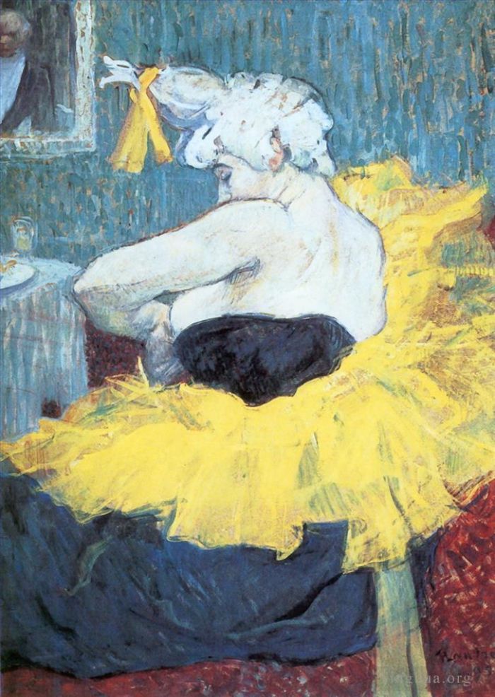 Henri de Toulouse-Lautrec Various Paintings - The clownesse cha u kao at the moulin rouge 1895