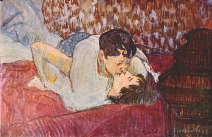 Henri de Toulouse-Lautrec Various Paintings - The kiss 1893