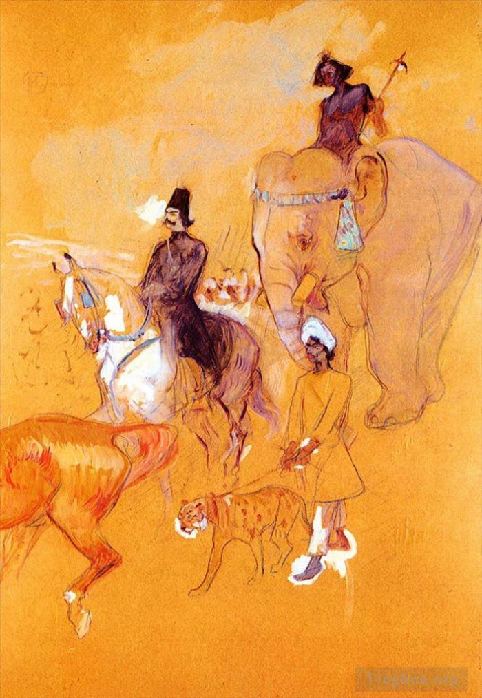 Henri de Toulouse-Lautrec Various Paintings - The procession of the raja 1895