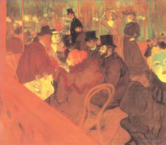 Henri de Toulouse-Lautrec Various Paintings - The promenoir the moulin rouge 1895