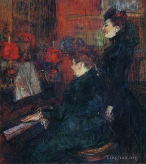 Artist Henri de Toulouse-Lautrec's Work - The singing lesson the teacher mlle dihau with mme faveraud 1898