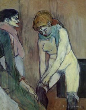 Artist Henri de Toulouse-Lautrec's Work - Woman pulling up her stockings 1894
