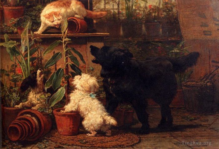 Henriette Ronner-Knip Oil Painting - In The Greenhouse