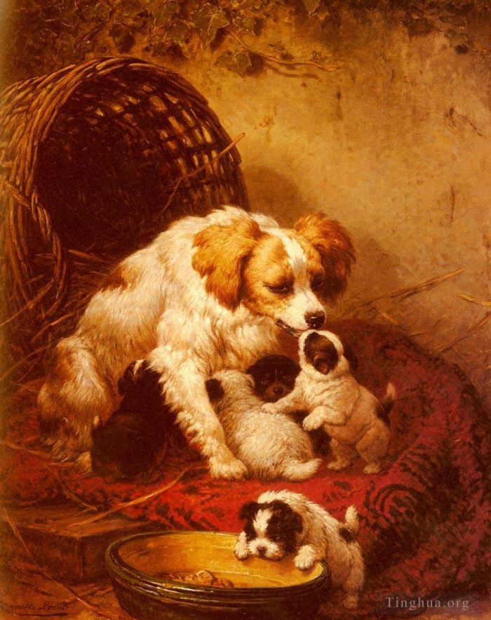 Henriette Ronner-Knip Oil Painting - The Happy Family