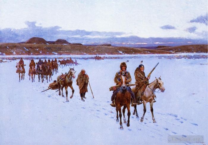Henry Farny Oil Painting - Departure for the Buffalo Hunt