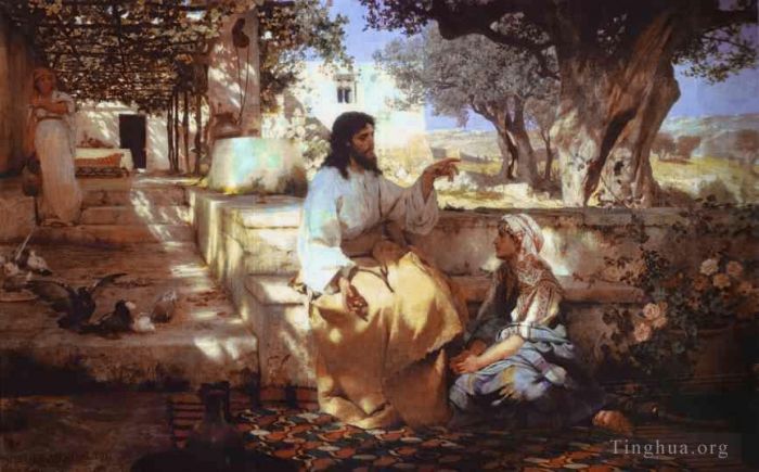 Henryk Siemiradzki Oil Painting - Christ in the House of Martha and Mary New Testament Henryk Siemiradzki