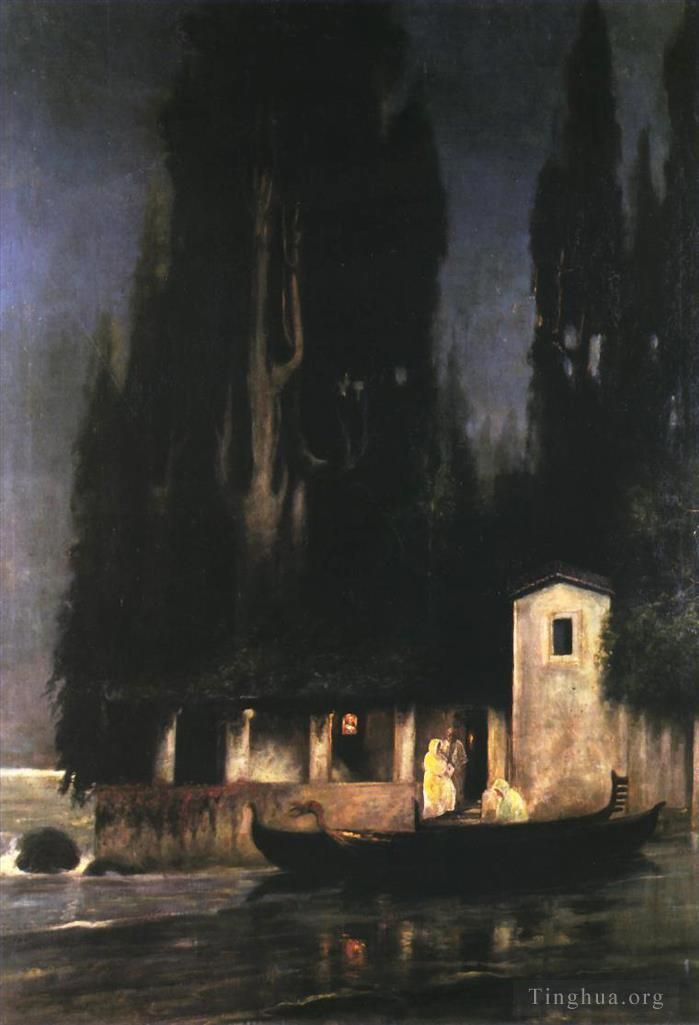 Henryk Siemiradzki Oil Painting - Departure from an Island at Night