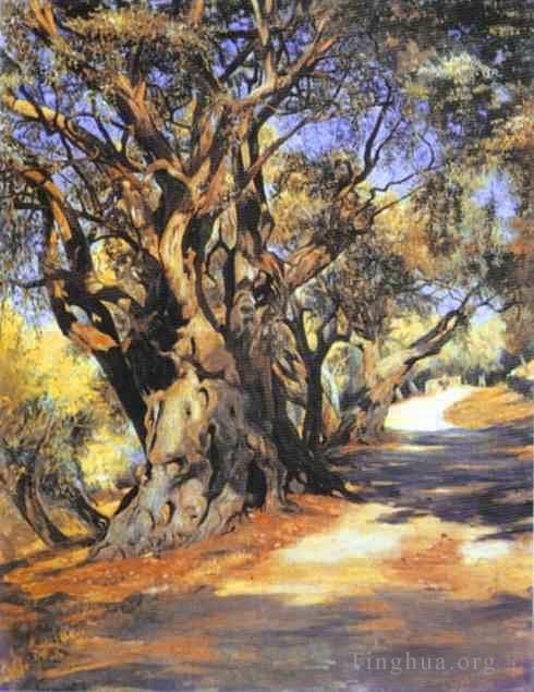Henryk Siemiradzki Oil Painting - Road from Rome to Albano