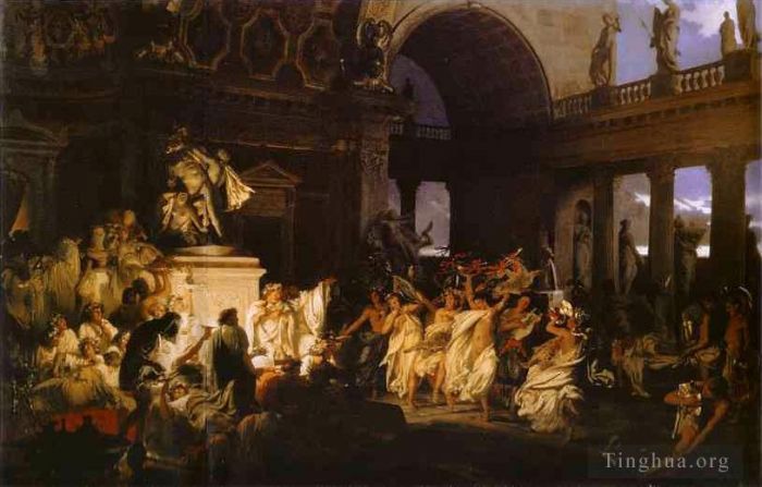 Henryk Siemiradzki Oil Painting - Roman Orgy in the Time of Caesars