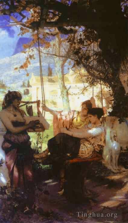 Henryk Siemiradzki Oil Painting - Song of a Slave Girl
