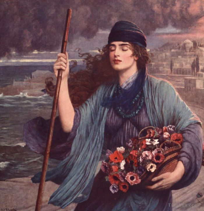 Herbert Gustave Schmalz Oil Painting - Nydia Blind Girl of Pompeii