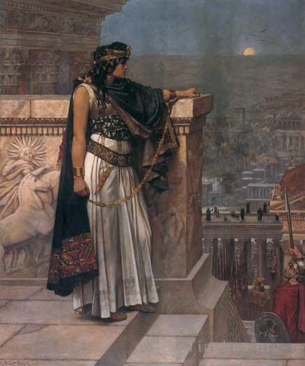 Herbert Gustave Schmalz Oil Painting - Queen Zenobias Last Look upon Palmyra