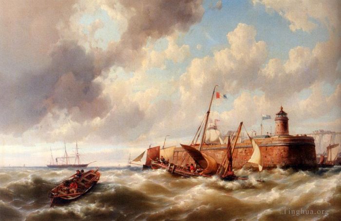 Hermanus Koekkoek Snr Oil Painting - Jr Almost Safe In Port