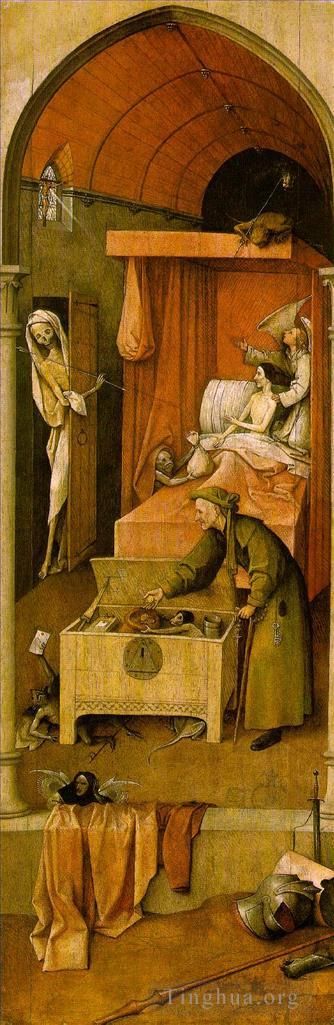 Hieronymus Bosch Oil Painting - Death and the Miser moral