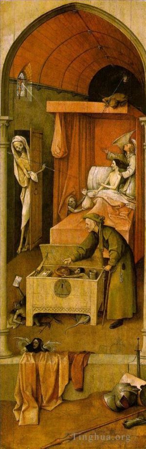 Artist Hieronymus Bosch's Work - Death and the Miser moral