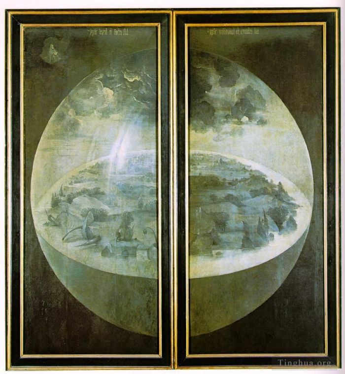 Hieronymus Bosch Oil Painting - Garden of Earthly Delights outer wings of the triptych moral