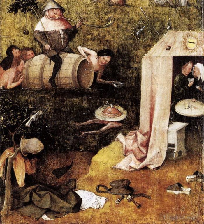 Hieronymus Bosch Oil Painting - Allegory of gluttony and lust 1500