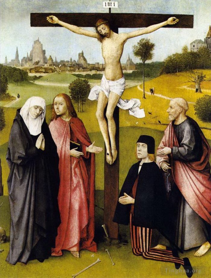 Hieronymus Bosch Oil Painting - Crucifixion with a donor 1485