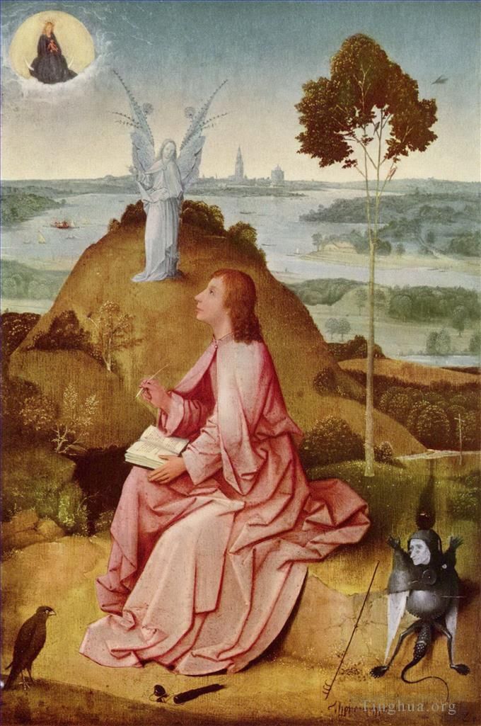Hieronymus Bosch Oil Painting - Saint john the evangelist on patmos 1485