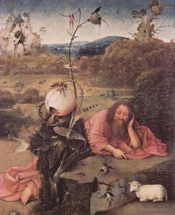 Hieronymus Bosch Oil Painting - St john the baptist in meditation 1499