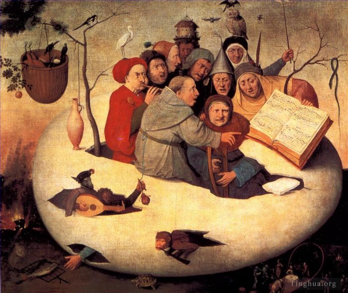 Hieronymus Bosch Oil Painting - The concert in the egg 1480