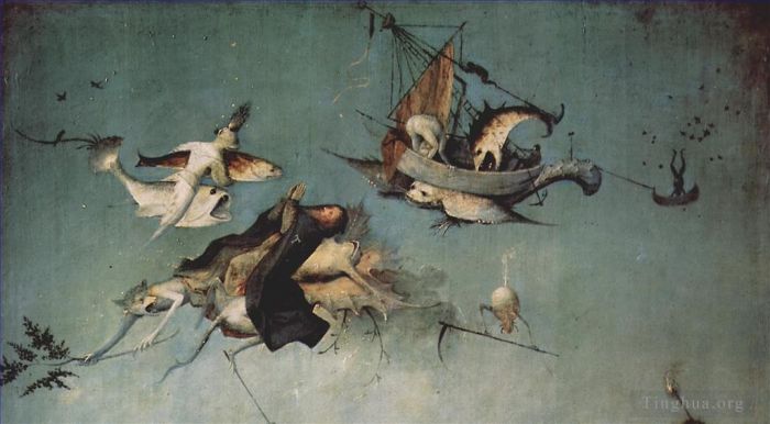 Hieronymus Bosch Oil Painting - The temptation of st anthony 1511