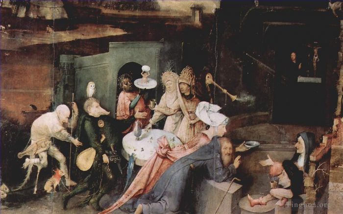 Hieronymus Bosch Oil Painting - The temptation of st anthony 1514