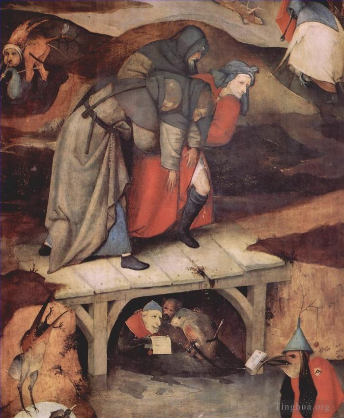 Hieronymus Bosch Oil Painting - The temptation of st anthony 1516