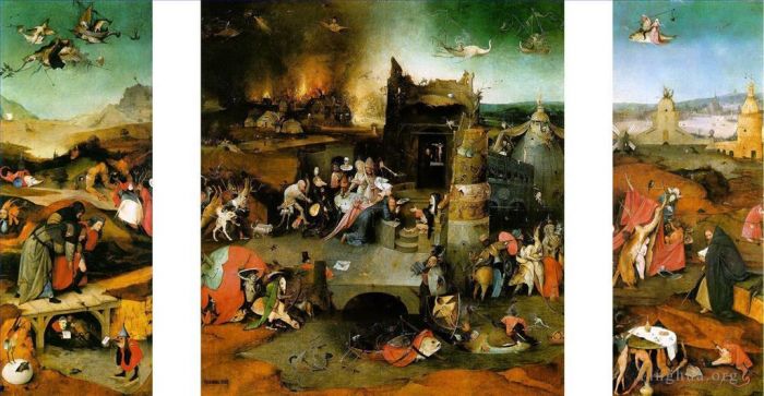 Hieronymus Bosch Oil Painting - Triptych the temptation of st anthony 1516