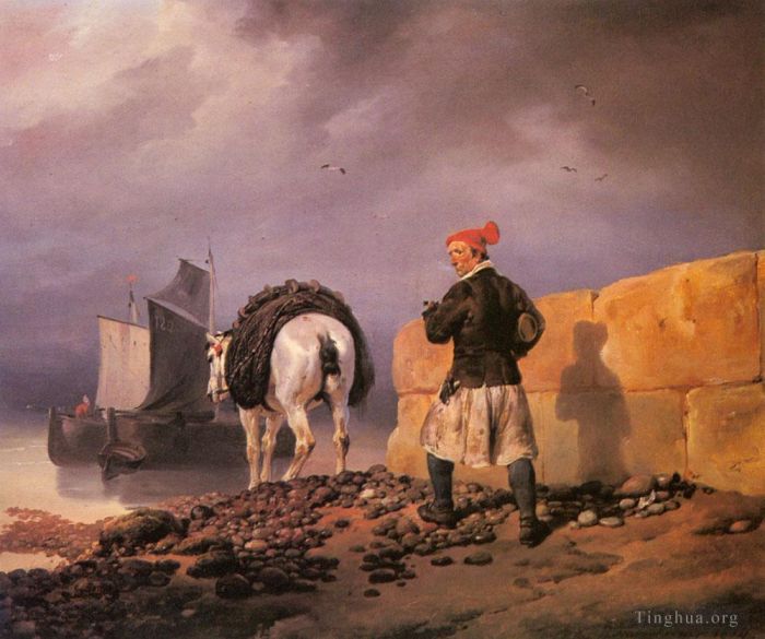 Horace Vernet Oil Painting - A Fisherman Setting Out