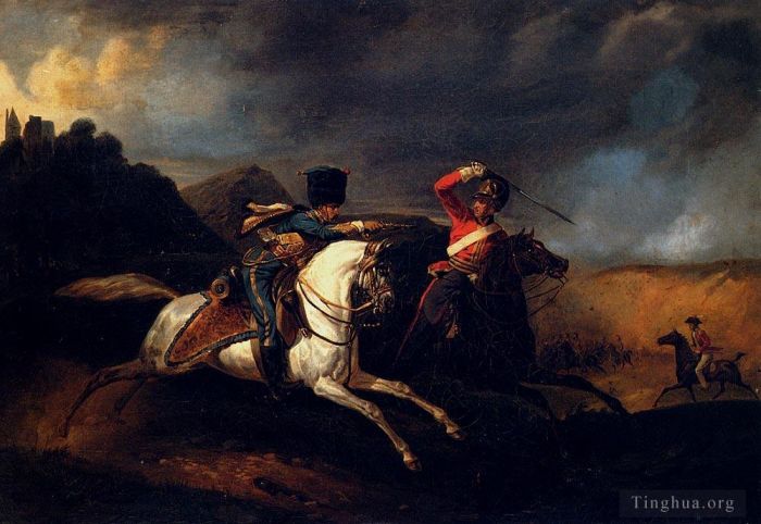 Horace Vernet Oil Painting - Two Soldiers On Horseback