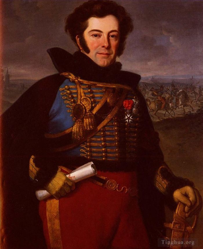 Horace Vernet Oil Painting - Vernet Emile Jean Horace Portrait Of Lieutenant Colonel Comte De Thalouet