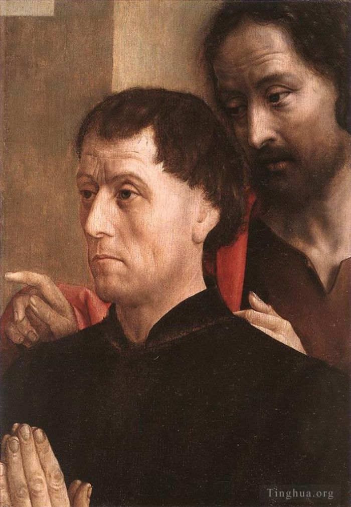 Hugo van der Goes Oil Painting - Portait Of A Donor With St John The Baptist