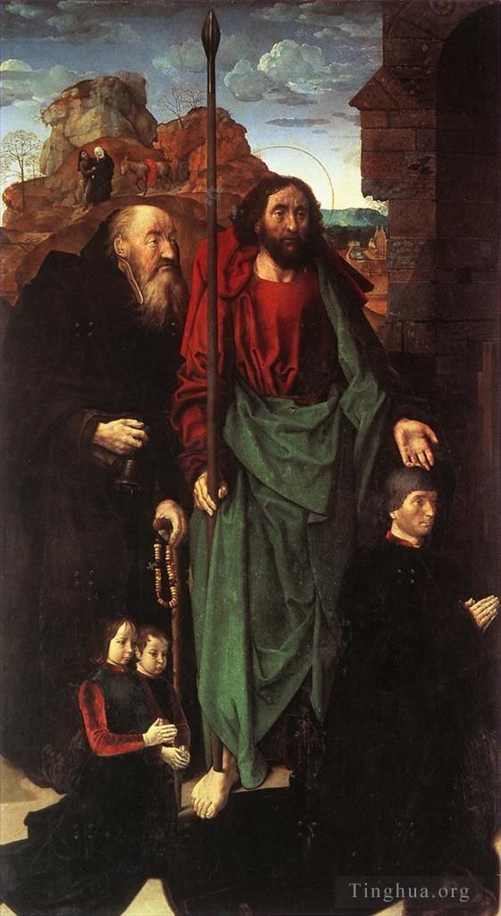 Hugo van der Goes Oil Painting - Sts Anthony And Thomas With Tommaso Portinari