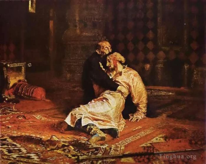 llya Yefimovich Repin Oil Painting - Ivan the Terrible and His Son Russian Realism