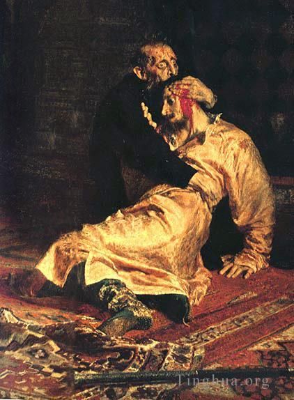 llya Yefimovich Repin Oil Painting - Ivan the Terrible and His Son dtRussian Realism