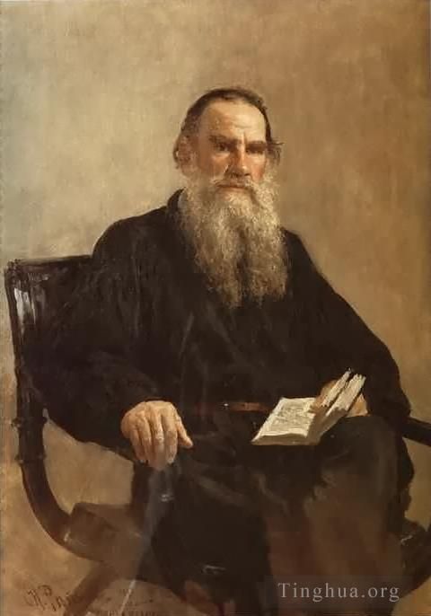 llya Yefimovich Repin Oil Painting - Leo Tolstoy Russian Realism